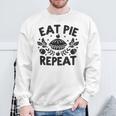 Eat Pie Repeat 面白い感謝祭のユーモア スウェットシャツ 高齢者への贈り物