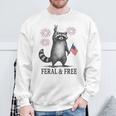 Feral And Free Raccoon Raccoon 4Th Of July Usa Flag Sweatshirt Gifts for Old Men