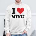 I Heart Miyu ファーストネーム I Love パーソナライズ スウェットシャツ 高齢者への贈り物