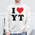 I Heart Yt Initials I Love YT First And Last Name Yスウェットシャツ 高齢者への贈り物