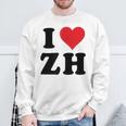 I Heart Zh Initials I Love ZH First And Last Name Z H スウェットシャツ 高齢者への贈り物