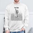 I'm Fine Thumbs Drowning Up メンズ レディース 皮肉なユーモア ジョーク スウェットシャツ 高齢者への贈り物