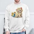 Kitten With Happy Little Birds スウェットシャツ 高齢者への贈り物