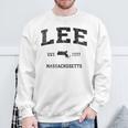 Lee Massachusetts Ma ビンテージ スポーツ デザイン ブラックプリント スウェットシャツ 高齢者への贈り物