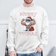 Merry Fitmas クリスマス フィットネス アグリークリスマス スウール サンタ 長袖tシャツ スウェットシャツ 高齢者への贈り物