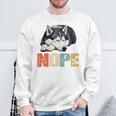 Nope 眠るシベリアンハスキーデザイン 長袖tシャツ スウェットシャツ 高齢者への贈り物