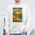 Perth Australia – ビンテージ旅行ポスタースタイル 長袖tシャツ スウェットシャツ 高齢者への贈り物