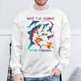 Stop Finning ジンベエザメ シュモクザメサメの種類タイダイ 長袖tシャツ スウェットシャツ 高齢者への贈り物