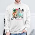 Sunset Beach Hawaii、サーフィンサーフボードレトロ、バックプリント スウェットシャツ 高齢者への贈り物