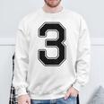 【バックプリント・背中側】3 数字 背番号 ユニフォーム ナンバー【ブラック／黒の文字】スポーツ 野球 サッカー 部活 スウェットシャツ 高齢者への贈り物