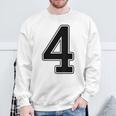 【バックプリント・背中側】4 数字 背番号 ユニフォーム ナンバー【ブラック／黒の文字】スポーツ 野球 サッカー 部活 スウェットシャツ 高齢者への贈り物