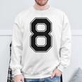 【バックプリント・背中側】8 数字 背番号 ユニフォーム ナンバー【ブラック／黒 の文字】スポーツ 練習着 部活 スウェットシャツ 高齢者への贈り物