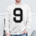 【バックプリント・背中側】9 数字 背番号 ユニフォーム ナンバー【ブラック／黒 の文字】スポーツ 練習着 部活 スウェットシャツ 高齢者への贈り物