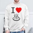 【バックプリント・背中側】アイラブ・温泉 マーク お風呂 銭湯 記号 お土産 旅行 ハート スタッフ 面白い スウェットシャツ 高齢者への贈り物
