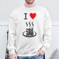 【バックプリント・背中側】アイラブ・湯 イラスト【温泉】お風呂 マーク 銭湯 記号 ハート 面白い スウェットシャツ 高齢者への贈り物