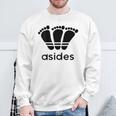 【バックプリント・背中側】アシデス Asides 足です。【変なデザイン屋さん】スポーツ ブランド パロディ 面白 スウェットシャツ 高齢者への贈り物