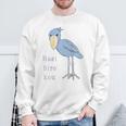 【バックプリント・背中側】ハシビロコウさん 『セルフィー』鳥【どうぶつフレンズ 】動物園 ゆるくて かわいい イラスト スウェットシャツ 高齢者への贈り物