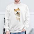 かわいい日本の秋田犬が角をのぞく犬好き。 スウェットシャツ 高齢者への贈り物