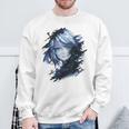 アニメ 漫画 グラフィック 青い目 アート アニメ スウェットシャツ 高齢者への贈り物