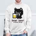 クマ ビール ドット絵 かわいい レトロ スウェットシャツ 高齢者への贈り物