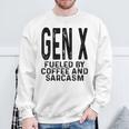 コーヒーと皮肉なユーモアに刺激された面白いジェネレーションx Gen X スウェットシャツ 高齢者への贈り物