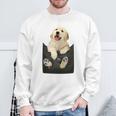 ゴールデンレトリバー ポケットに入った子犬 長袖tシャツ スウェットシャツ 高齢者への贈り物