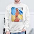 セクシーガールグラフィックtシャツ 「モダンピンナップガール&ウクライナ国旗2」 長袖tシャツ スウェットシャツ 高齢者への贈り物