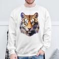 タイガー アニマル プリント グラフィック デッサン アートワーク フェイス トラ スウェットシャツ 高齢者への贈り物