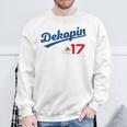 デコピン 大谷 Dekopin 愛犬 Decoy 二刀流 Decopin 野球 ユニホーム風 犬 かわいい 長袖tシャツ スウェットシャツ 高齢者への贈り物