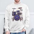 ドラム ドラマー ドラミング ドラム 長袖tシャツ スウェットシャツ 高齢者への贈り物