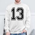 ナンバー13 カレッジスポーツチーム 黒文字 スウェットシャツ 高齢者への贈り物