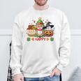 ハッピー、感謝祭、ハロウィン、メリークリスマス。 長袖tシャツ スウェットシャツ 高齢者への贈り物