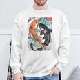 ビンテージ グラフィティ 錦鯉 魚 鯉 長袖tシャツ スウェットシャツ 高齢者への贈り物