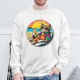 ビーチでドリンクを飲みながらリラックスできるレトロなヴィンテージクールな猫 長袖tシャツ スウェットシャツ 高齢者への贈り物