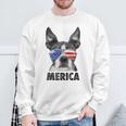 ボストン・テリア 7月4日 メリカ メンズ レディース アメリカ国旗 スウェットシャツ 高齢者への贈り物