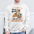 ボルゾイ・ドッグ・ブリード本を読んでボルゾイを撫でたいだけ スウェットシャツ 高齢者への贈り物
