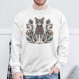 マンダラデザインのかわいい猫の曼荼羅。 長袖tシャツ スウェットシャツ 高齢者への贈り物