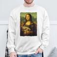 モナ・リザとオレンジ色の猫 面白いアートの絵 スウェットシャツ 高齢者への贈り物