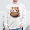 ラーメンを食べている子猫 スウェットシャツ 高齢者への贈り物