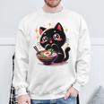 ラーメン猫かわいいアニメ猫ラーメン愛好家甘い スウェットシャツ 高齢者への贈り物