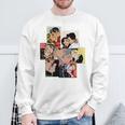 レトロコミックキス、コラージュ、ビンテージポップアートキスコミックスタイル 長袖tシャツ スウェットシャツ 高齢者への贈り物