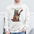 ロックンロール ギター 猫 ビンテージ Rock ギタリスト 猫 長袖tシャツ スウェットシャツ 高齢者への贈り物