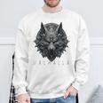 ヴァルハラ ウルフマスク オーディン ルーン文字 北欧コンパス バイキング メンズ レディース 長袖tシャツ スウェットシャツ 高齢者への贈り物