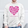 世界中の幸せを願う 可愛い ハート ピンク クローバー 反戦 平和 バックプリント スウェットシャツ 高齢者への贈り物