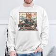 寿司好き ヴィンテージ 子猫 伝統 日本の芸術 猫 長袖tシャツ スウェットシャツ 高齢者への贈り物