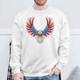 愛国的なアメリカ国旗イーグル 7月4日 バックプリント アメリカン スウェットシャツ 高齢者への贈り物