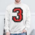 数字 3 ヴィンテージブラック&レッド スウェットシャツ 高齢者への贈り物