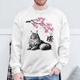 日本美術 メインクーン 猫 桜 桜 スウェットシャツ 高齢者への贈り物
