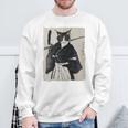 日本美術 猫 忍者 浮世絵 アニメ風 侍猫 長袖tシャツ スウェットシャツ 高齢者への贈り物