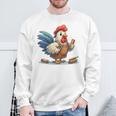 木彫りの鶏、かわいいデザイン スウェットシャツ 高齢者への贈り物